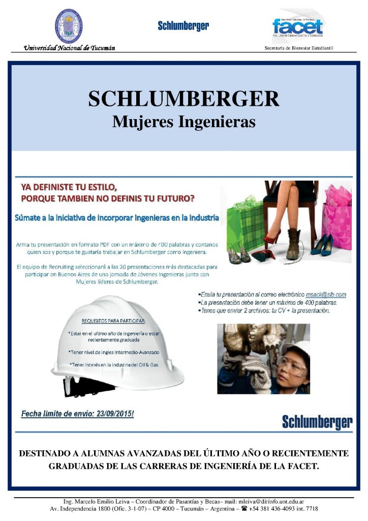 Aviso - Mujeres Ingenieras - SCHLUMBERGER
