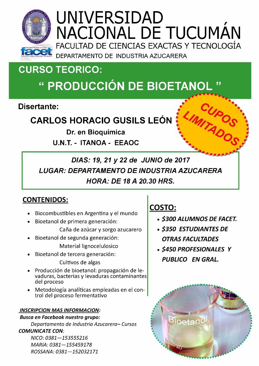 Curso “Producción de Bioetanol” – FACET Informa