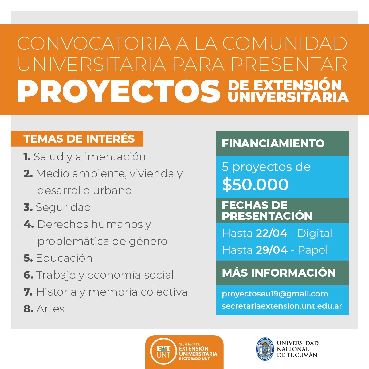 Convocatoria para presentar Proyectos de Extensión Universitaria ...