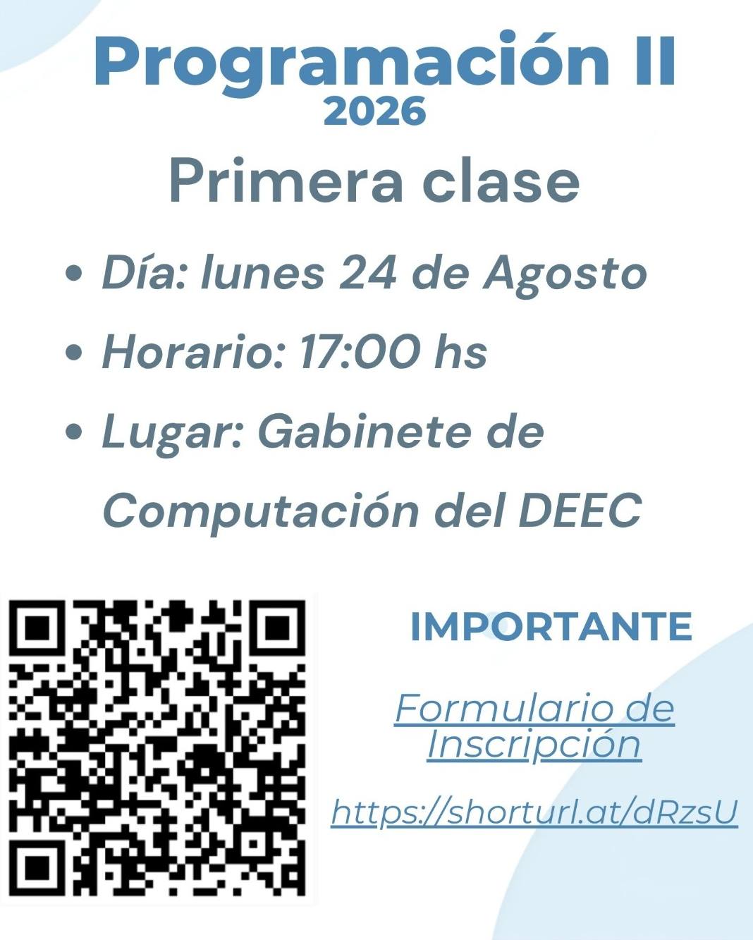 Primera Clase de Programación II.