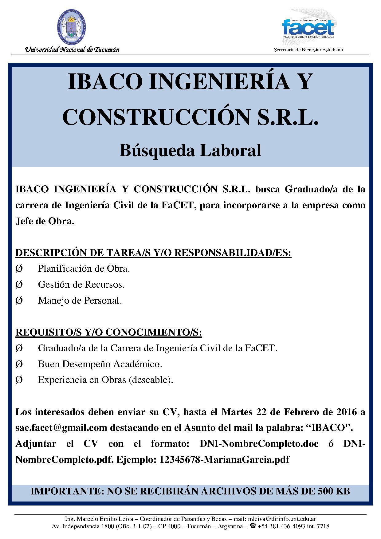 Ofertas Laborales 2016 Facultad De Ciencias Exactas Y Tecnologia