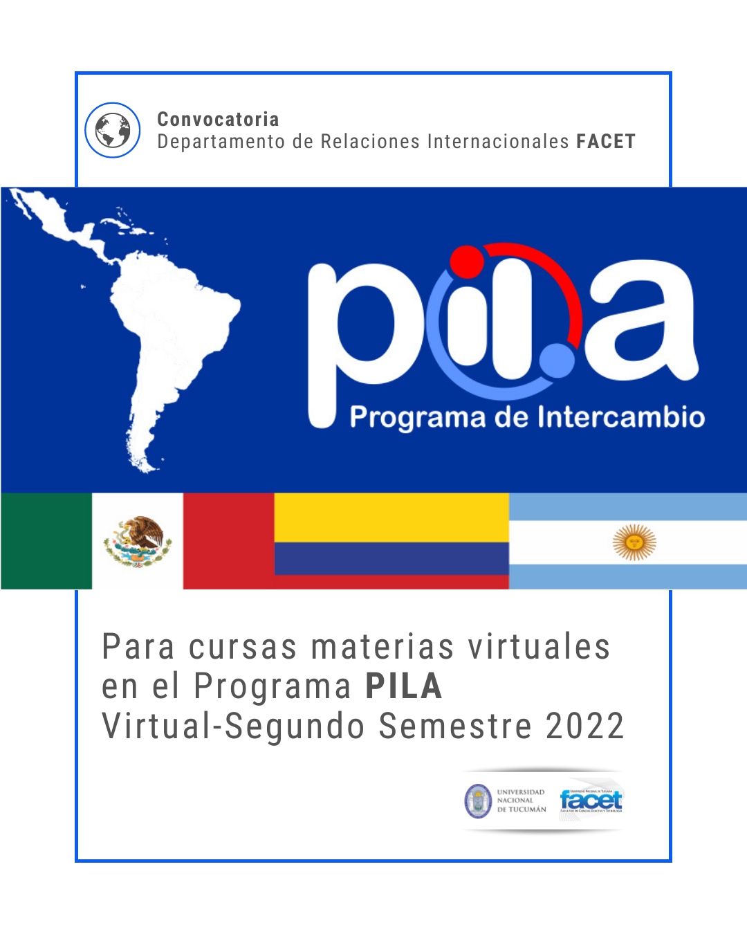 Convocatoria | Para cursas materias virtuales en el Programa PILA Virtual-Segundo Semestre 2022