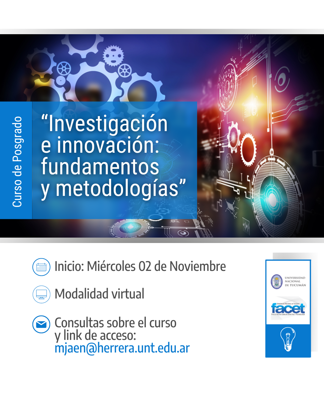 Invitación | Curso de Posgrado “Investigación e innovación: fundamentos y metodologías”