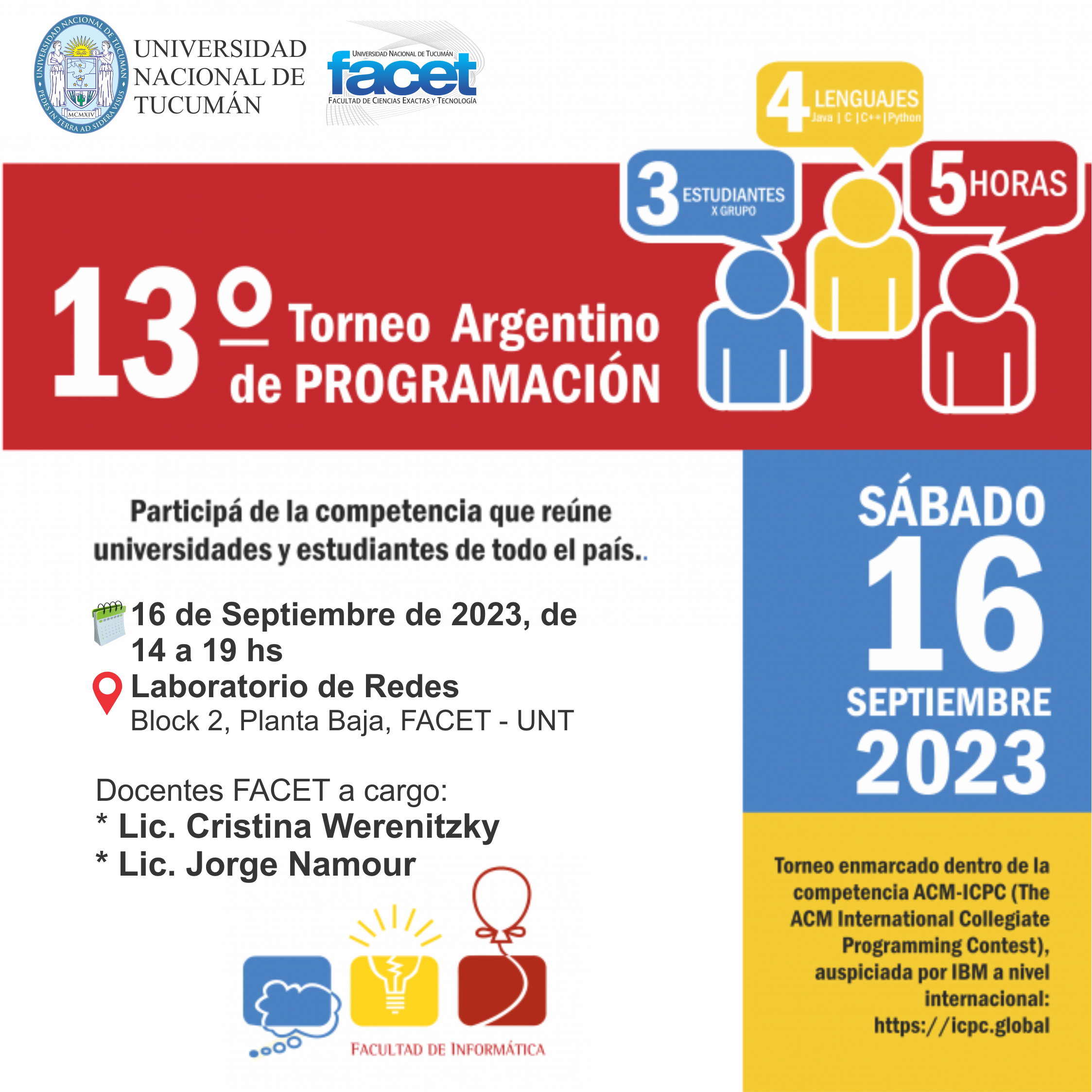 La FACET será sede a nivel nacional de la 13° Edición del Torneo Argentino de Programación