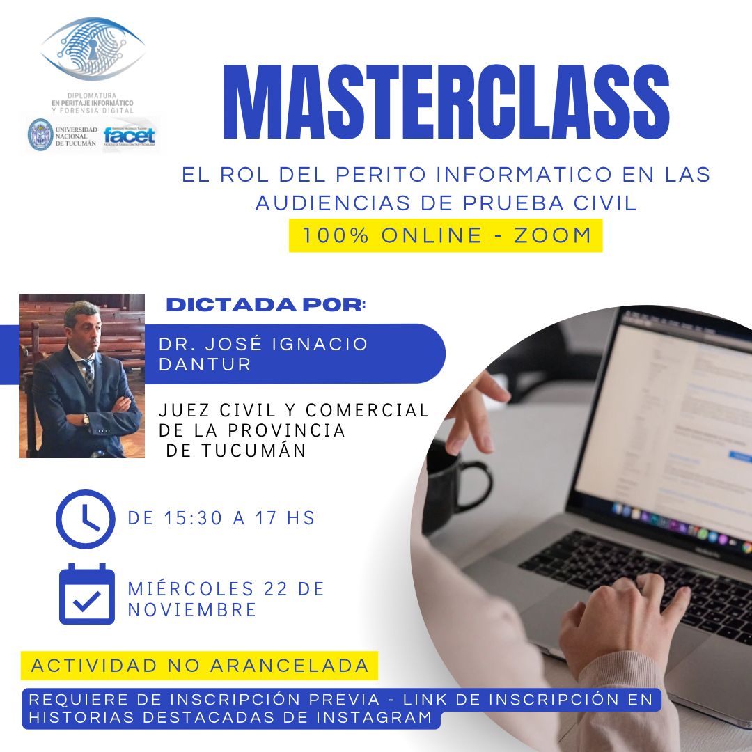 Masterclass “El rol del perito informático en la audiencia de prueba civil”